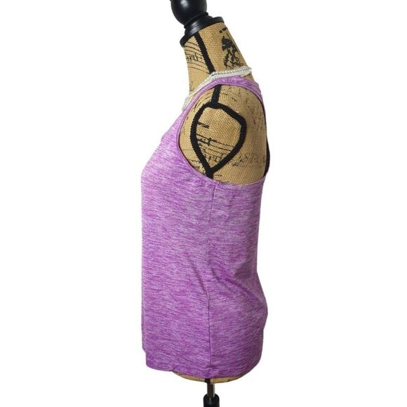 Under Armour Womens Racerback S Purple Heathered Tank Top Workout Run HeatGear - Picture 2 of 5